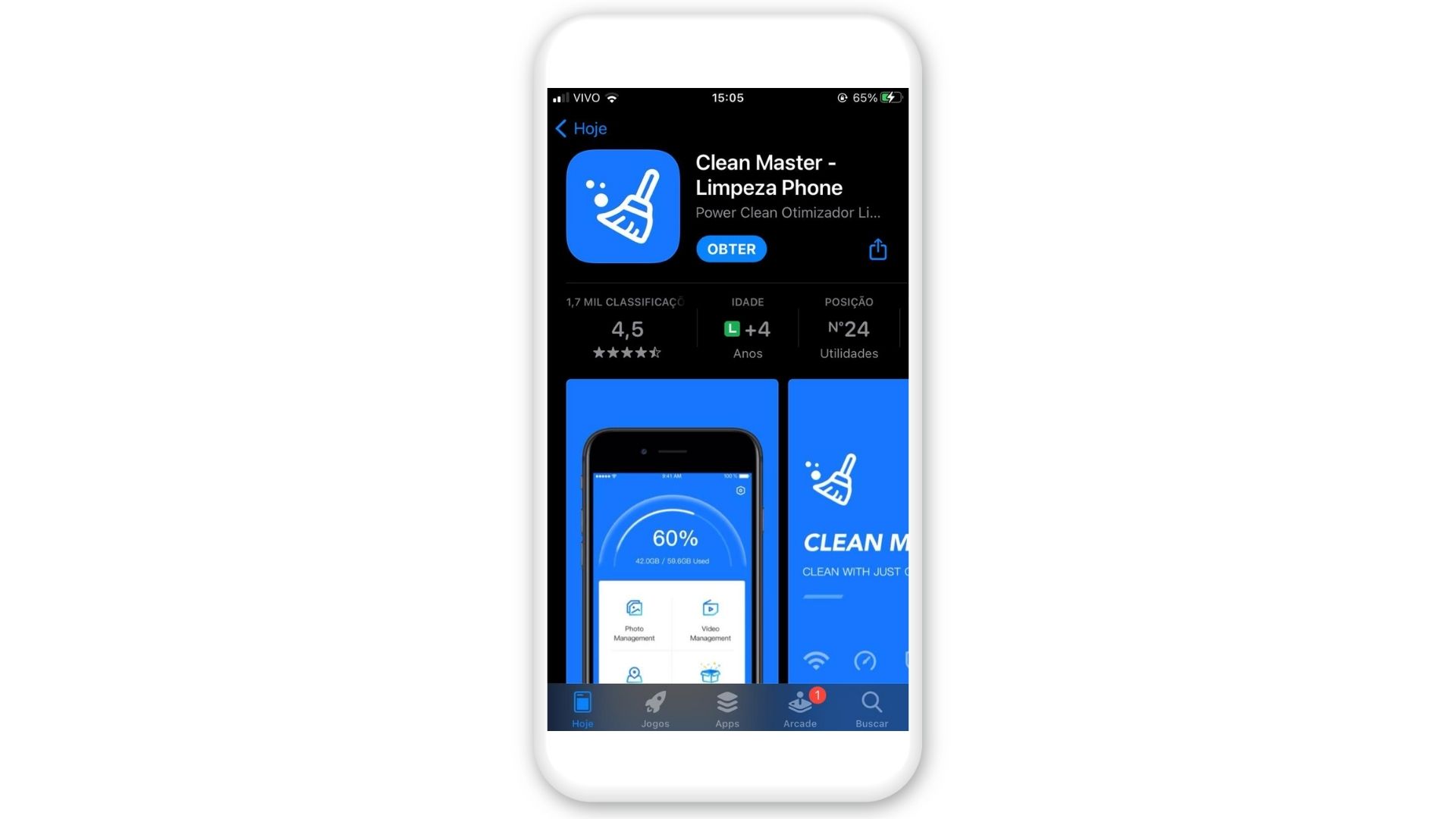 Como esvaziar a lixeira do celular? Baixe o Clean Master na App Store (Foto: Arte/Zoom)
