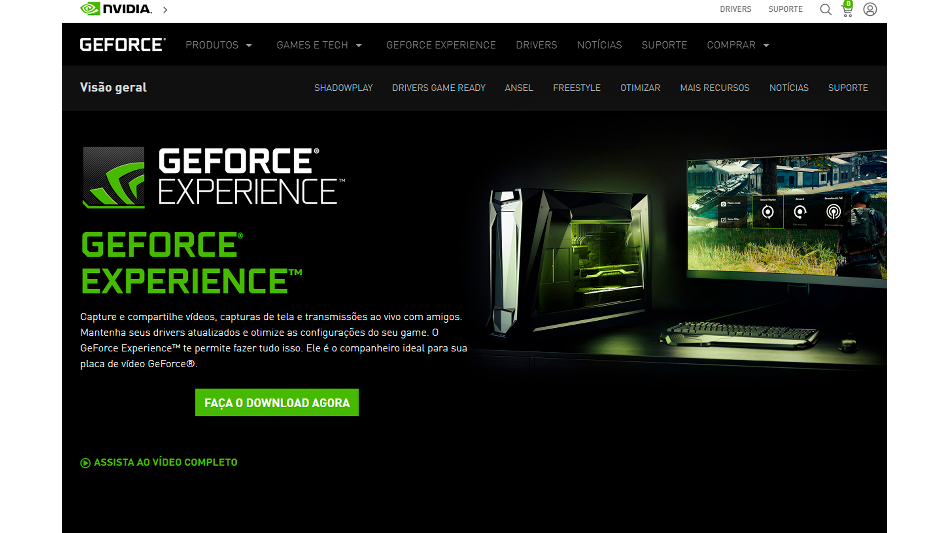 Veja como baixar GeForce Experience (Foto/Hugo Iwaasa)