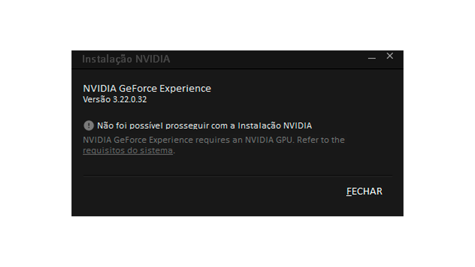 Não é possível instalar o aplicativo em uma máquina sem uma placa de vídeo da NVIDIA (Foto/Hugo Iwaasa)