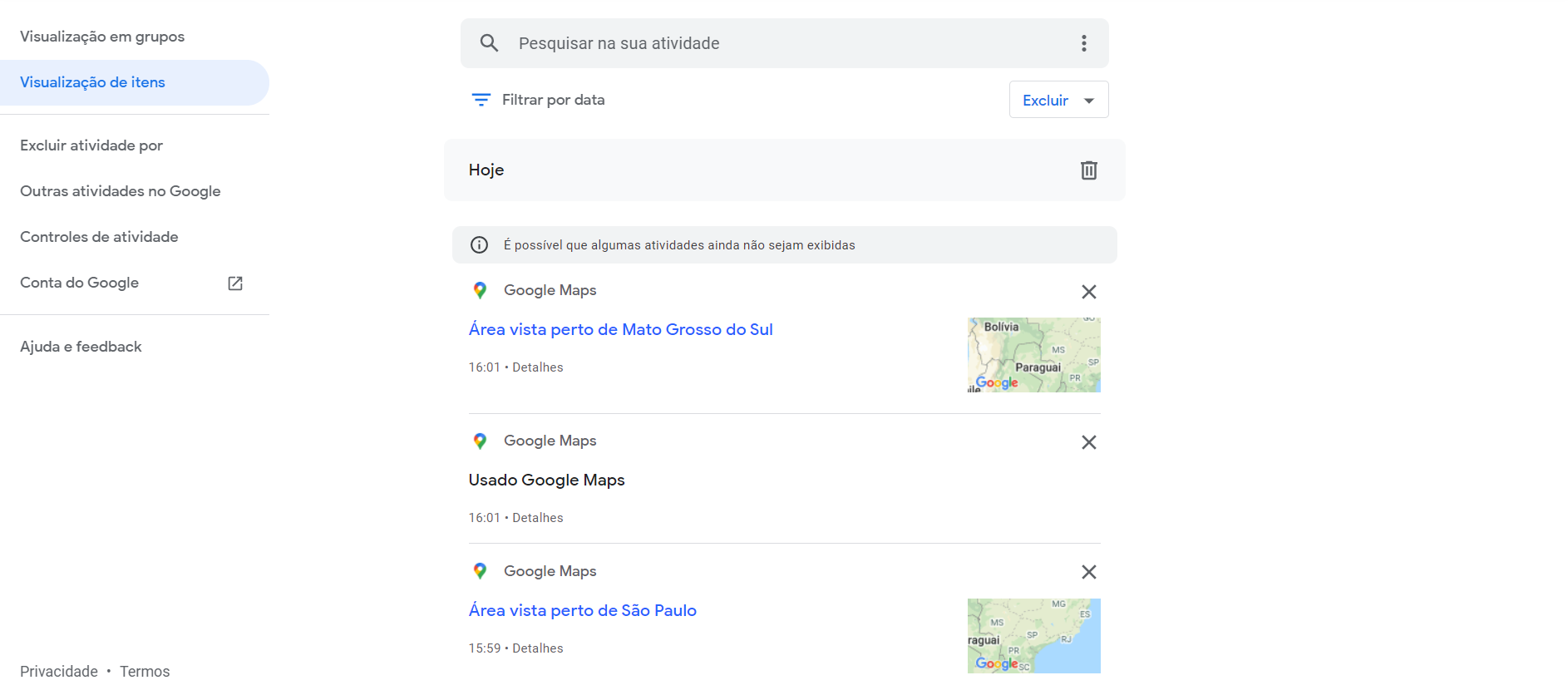 como apagar historico do google maps pc 2