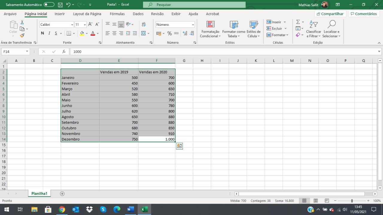como adicionar tabela do excel no word