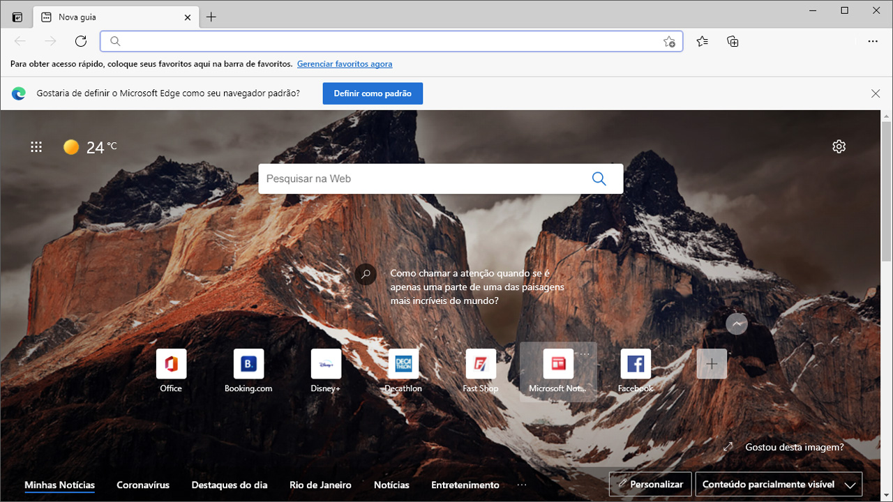 O Microsoft Edge é o navegador padrão do Windows e oferece boa velocidade e performance com base na plataforma Chromium, a mesma do Google Chrome (Reprodução: Redação Zoom)