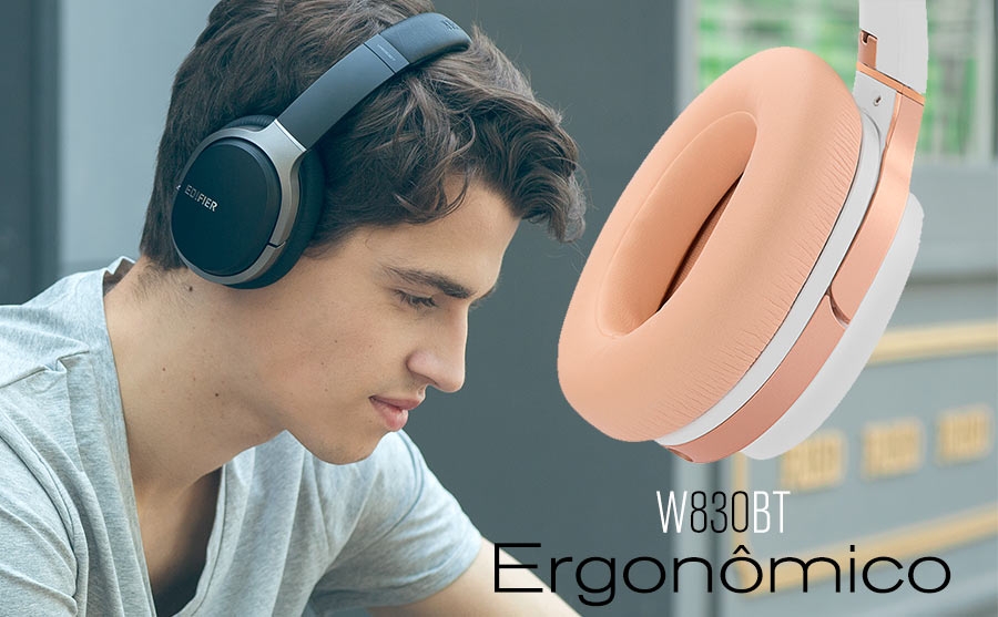 Fone Edifier W830BT tem design ergonômico. (Foto: Divulgação / Edifier.)